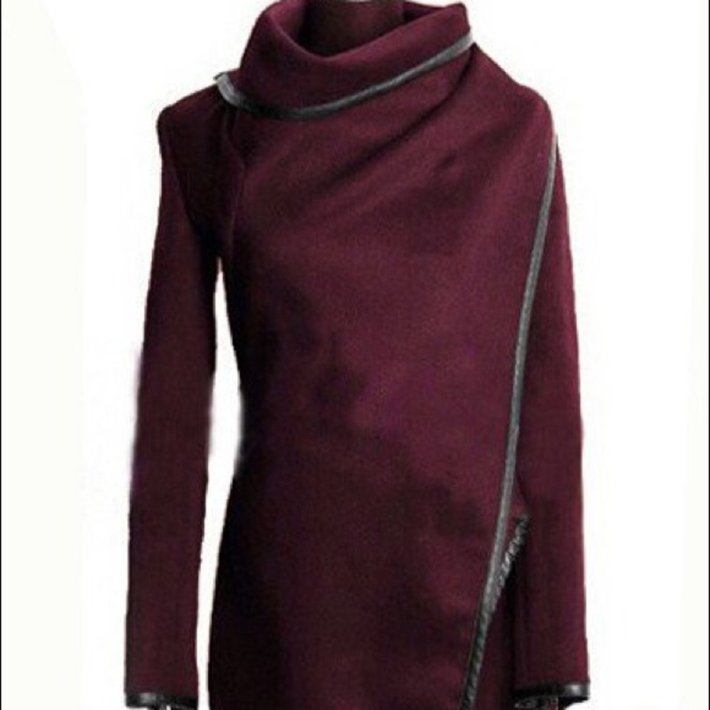 Burgundy Thin Light Wrap Jacket Coat - image 2